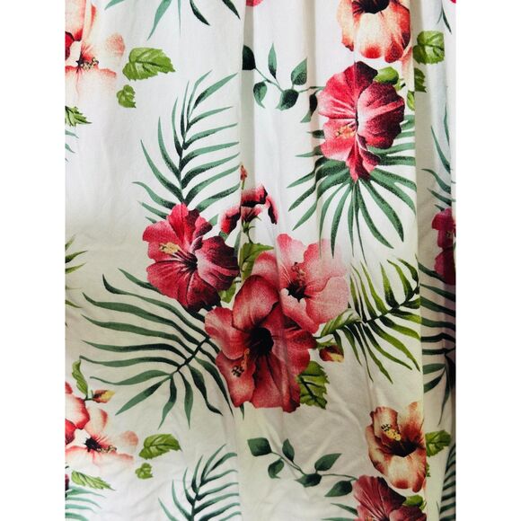 Women's Smocked Adjustable Strap Tropical Midi Sundress, One Size Fits Most - Picture 3 of 3